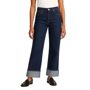 NWT Kate Spade x Target High Rise Straight Leg Jeans Wide Cuff Dark Denim - Picture 1 of 11