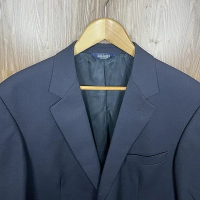 Botany 500 Blazer Jacket Mens 44R Navy Blue Solid 100% Worsted Wool Gold Buttons - Image 1 of 4