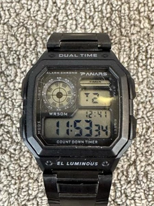 Panars 8113 Mens Watch Digital Homage to Casio Royale Bond Watch Black Steel - Picture 1 of 5