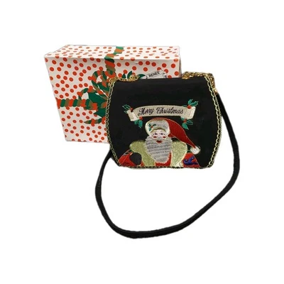 Cartera J. Renee Bordada Navidad Santa Cadena Dorada Vintage Vacaciones con Caja Foto 1 de 4