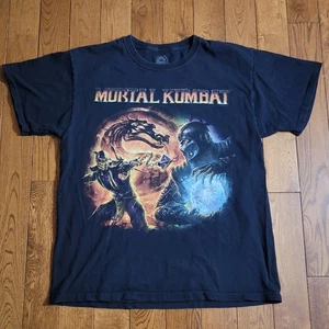 VTG MORTAL KOMBAT Scorpion vs Sub-Zero Graphic T-Shirt L Black SNES - Picture 1 of 5
