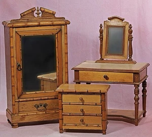 Muñeca Antigua Francesa Imitación Bambú Convertido Madera de Arce Set - Imagen 1 de 4