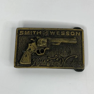 复古 Smith And Wesson Worlds 最好的手枪黄铜 80 年代皮带扣 — 第 1/3 张图片