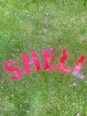 SHELL Enamel Advertising Sign Wall Display Letters Mancave Collectable Sign - Image 1 of 4