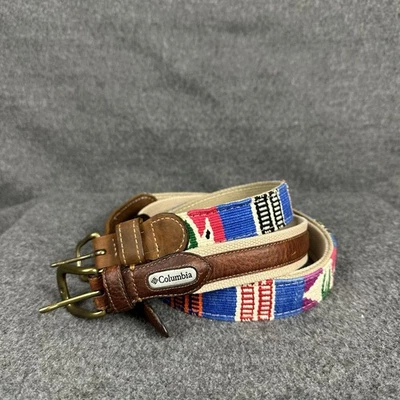 Lote 2 Cinturones A Tail We Could Wag & Columbia Talla 38 Tejido Algodón Cuero Tribal Foto 1 de 4