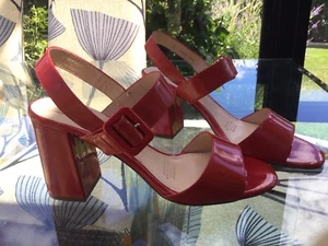 Diana Ferrari Red Patent Leather Sandals Size 8 - Picture 1 of 9