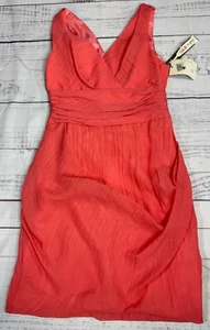 Yoana Baraschi Womens Sleevless V-Neck Dress Size 6 Coral Pink Lined Knee Length - Picture 1 of 11