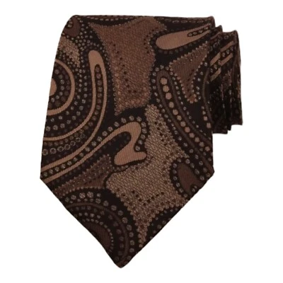 ROCCO BAROCCO 男式领带 3.75 黑色灰色银色佩斯利漩涡领带意大利 — 第 1/4 张图片