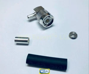 1 x Silver TNC Male RIGHT ANGLE crimp RG58 LMR195 RG142 Cable RF connector USA - Picture 1 of 3