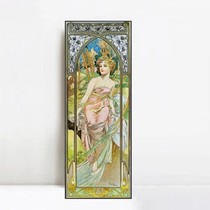 Framed Canvas Giclee Print Morning Awakening by Alphonse Mucha Wall Art 12"x36" - Picture 1 of 8