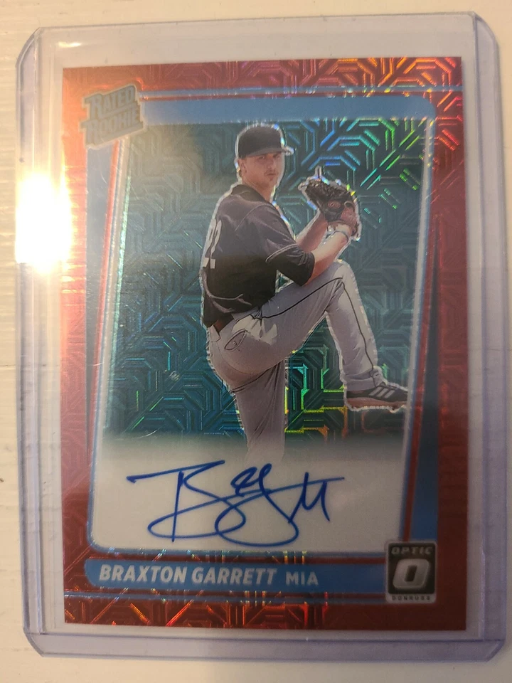 2021 Donruss Optic Choice BRAXTON GARRETT  rookie red mojo auto-84/99-Marlins - Image 1 of 2