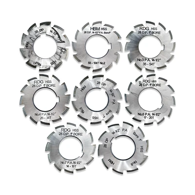 INVOLUTE DP GEAR CUTTER GEARCUTTERS ALL VARIATIONS SIZES TO CUT ALL TEETH - Image 1 of 2