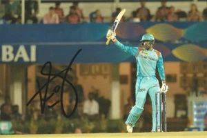 LUCKNOW SUPER GIANTS & INDIA: DEEPAK HOODA SIGNED 6x4 IPL ACTION PHOTO+COA - Picture 1 of 1