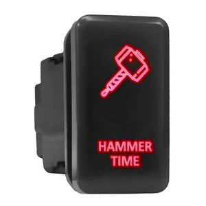 HAMMER TIME - Red Backlit Tall Push In Switch  1.54"x 0.83" (Fit: Toyota) - Picture 1 of 6