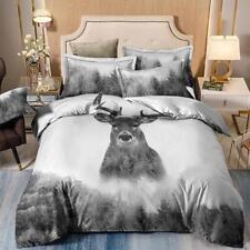 Deer Animal Trees Quilt Duvet Cover Set Bedspread Double King Kids Bed Linen