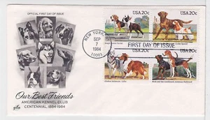 TurtlesTradingPost- AKC Dogs- 1984 #2098-2101 FDC Artcraft Hand Cancel - Picture 1 of 1