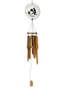 Zodiac Aquarius Bamboo Wind Chime - 41" Indoor Outdoor Hanging Home Décor - Picture 1 of 5