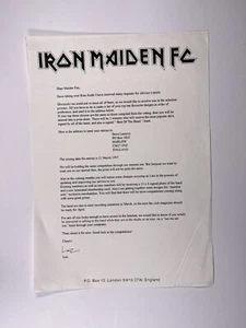 Iron Maiden Fan Club Letter Bruce Dickinson Steve Harris Original 1997 - Picture 1 of 12