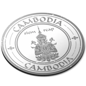 Round Mouse Mat (bw) - Cambodia Phnom Penh Temple Travel #40376 - Photo 1/8