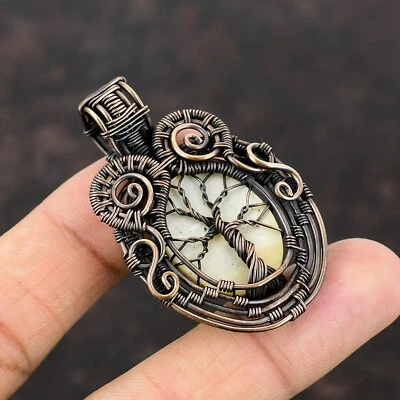Ovalado Madreperla Piedra Único Envoltura de Alambre Junio Esposa Colgante Joyería Cobre Foto 1 de 4