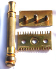1920-30s Gillette Unusual USA Open Comb Vintage Safety Razor-BRASS needs polish