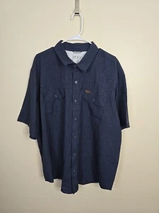 Orvis Classic Collection Button Up Shirt Men XXL 2X Navy Blue Fishing Camp - Picture 1 of 4