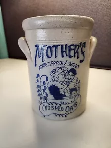 Rockdale Union Pottery doppelseitiger Quäker Mutter Hafer Topf Salz Keramik blau - Bild 1 von 7