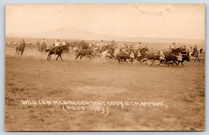 Wild Cow Milking Contest Cody Stampede Doubleday Vintage Postcard - Picture 1 of 2