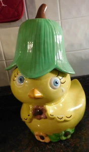 1972 Fresolone Ceramic Chick Cookie Jar Tulip Hat 13" - Picture 1 of 13