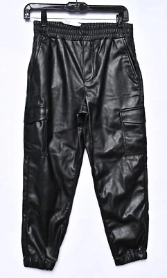 Girls Gap Kids Faux Leather Jogger Pants XL Black Elastic Waist & Pockets - Image 1 of 4