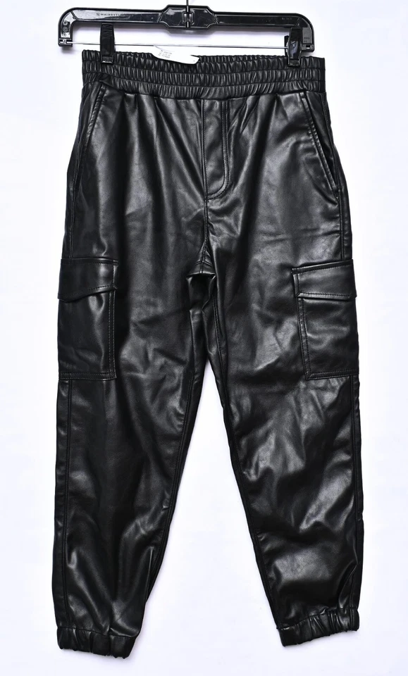 Girls Gap Kids Faux Leather Jogger Pants XL Black Elastic Waist & Pockets - Image 1 of 4