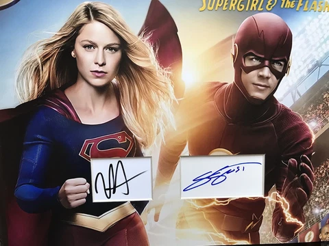 melissa benoist grant gustin the flash 16 x 12 signed cards Cover