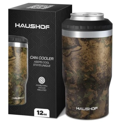 HAUSHOF 12oz Can Cooler Holder 4 in 1 Stainless Steel Insulated Beer Can Cooler