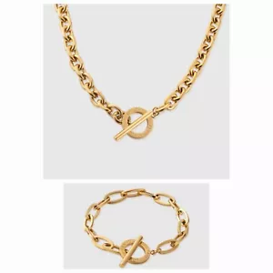 Juego de pulsera y cadena Belcher chapada en oro de 18 quilates Craftd London - Imagen 1 de 9