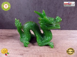 6" x 5" Chinese Dragon Jade Green Color Resin Statue Feng Shui - MINT! - Picture 1 of 11