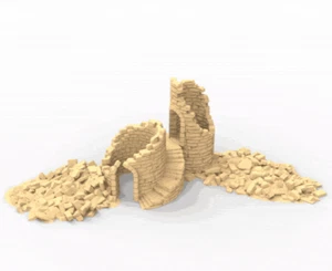 Ruins of Generica Two Tower Ruin with Rubble for 28mm Tabletop Fantasy Wargaming - Picture 1 of 10