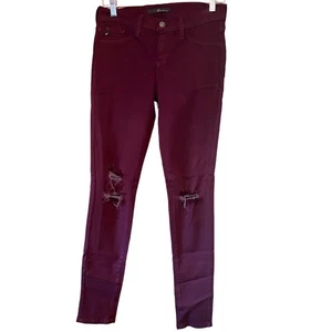 KanCan Maroon/Purple Distressed Skinny Jeans - Size 7/27 - Picture 1 of 6