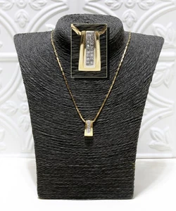 Colgante de diamantes de oro de 14K con collar de eslabones triangulares 20" retro/deco 11 gramos ¡BONITO! - Imagen 1 de 11