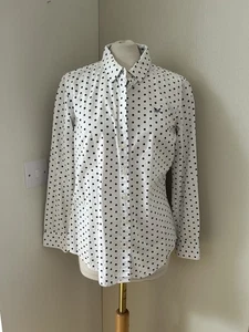 Crew Clothing Co. White Navy Polka Dot Shirt Size Uk 12 - Picture 1 of 4