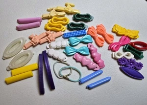 Confezione Clip Plastica Stretta a Scatto Barrette Capelli Vintage Anni 70 E 80 - Foto 1 di 5