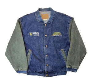 Bill Davis Racing Vintage Pontiac Denim Bomber Jacket Mens Small S - Picture 1 of 8