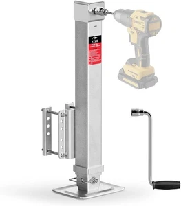 Silver 8000lb Heavy Duty Trailer Jack 20-24V Cordless Drill Compatible 28.6"Lift - Picture 1 of 8