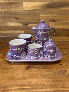 Whittard Of Chelsea Coffee Set Winter Wonderland Lustre Purple Finish 2004 Used - Picture 1 of 17