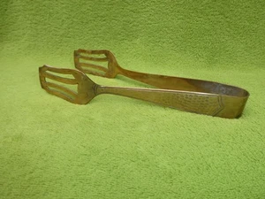Alte Jugendstil Eiswürfelzange  Zuckerzange Messing - Bild 1 von 8