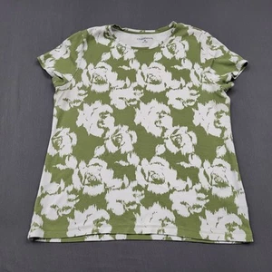 Croft & Barrow Shirt Womens Medium M Short Sleeve Pullover Floral Green - Picture 1 of 12