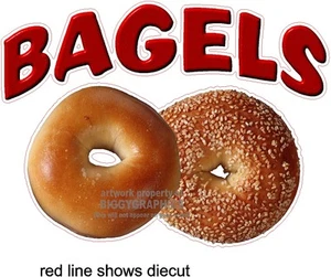 12" x 16" BAGELS VINYL DECAL FULL COLOR GRAPHIC NEW! - Imagen 1 de 2