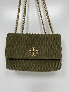 Tory Burch Kira Ruched Small Convertible Shoulder Bag Velvet Green - Picture 1 of 12