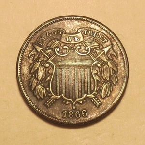 1866 TWO CENT PIECE - Picture 1 of 2