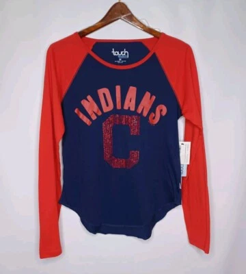 Touch Stadium By Alyssa Milano Cleveland Indians Long Sleeve Shirt Women's M New - Image 1 of 4