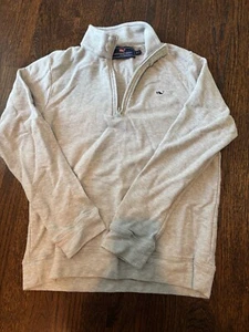 Vineyard Vines Sweater Boys Large Gray Saltwater 1/4 Zip cotton pullover - Picture 1 of 2